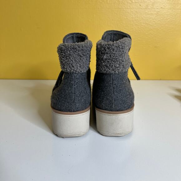 Dr. Scholl's Lunar Ankle Boots 7.5M Vegan Gray Zip Fleece Felt Platform Booties - Picture 6 of 9